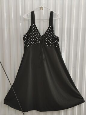 Black Polkadot Midi Dress